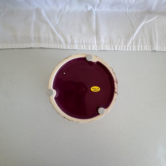 Purple Ceramic Wavy Textured Vase Modern Decorative Flower Pot - Picture 3 of 4